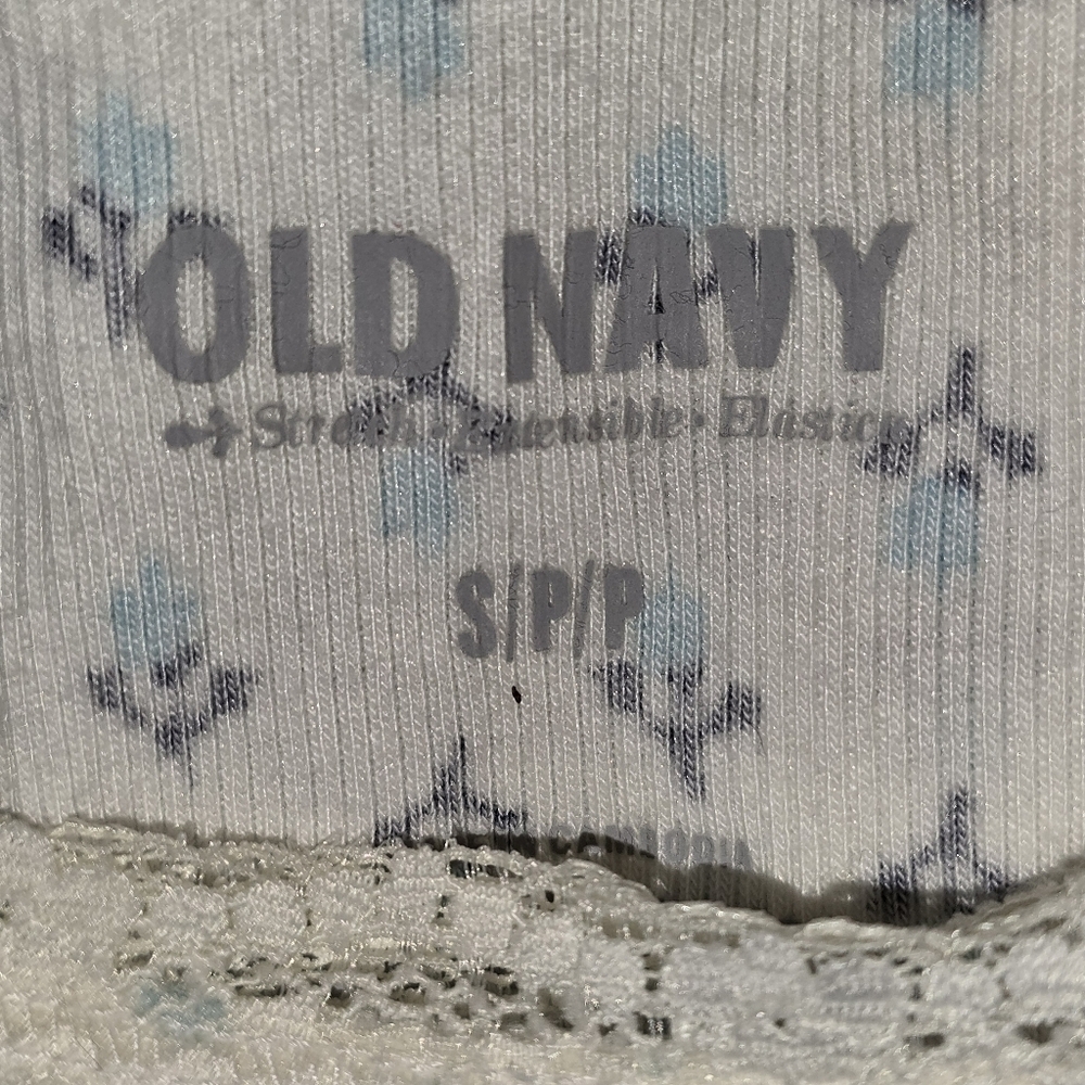 Old Navy Lace-Trim Ribbed Tank Top – Blue Floral Print – Size S/P - Picture 2 of 6